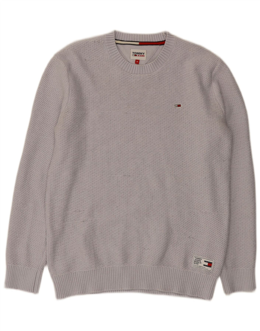 Suéter masculino Tommy Hilfiger com gola redonda e poliéster cinza médio