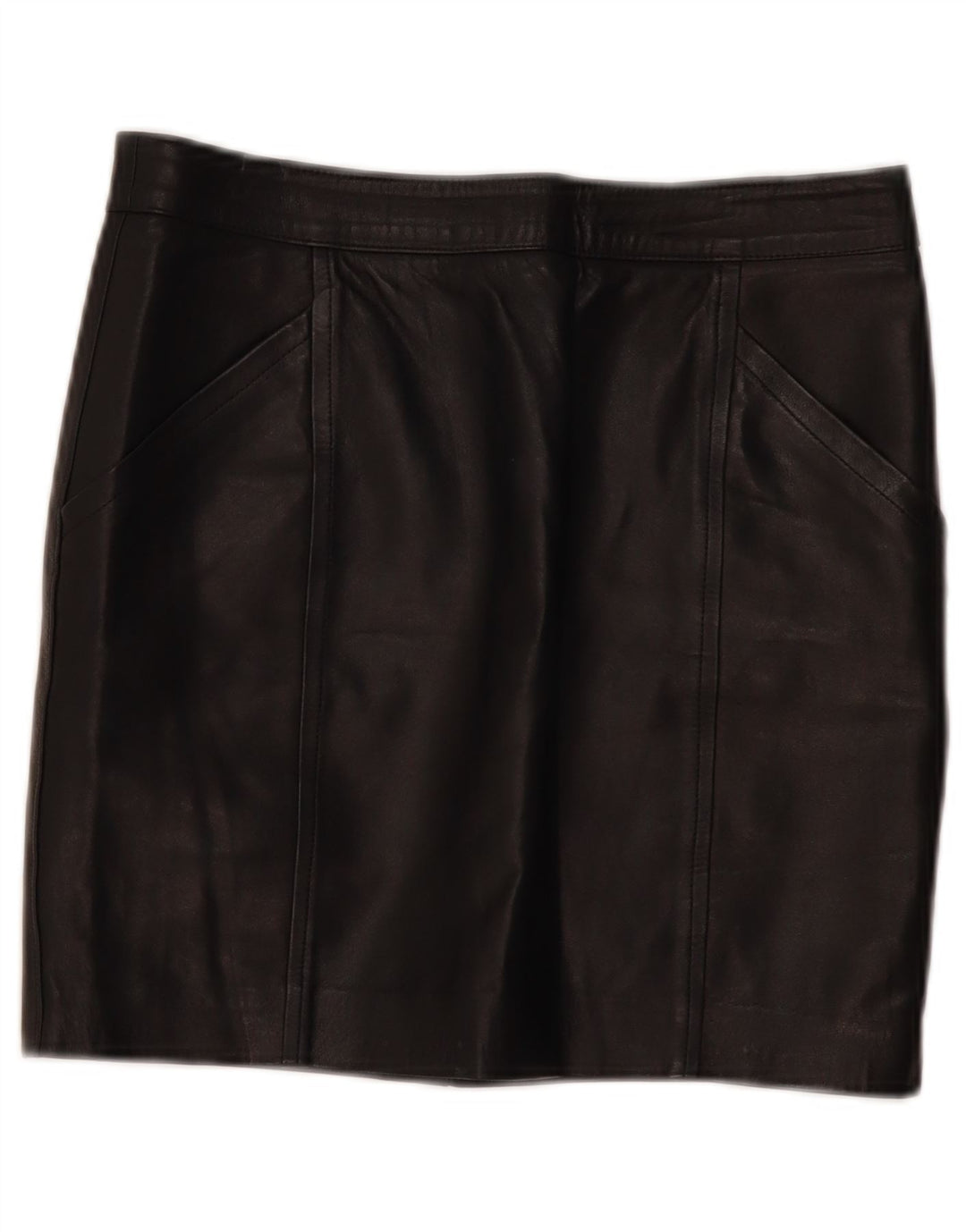 Mini saia de couro feminina vintage W30 médio preto