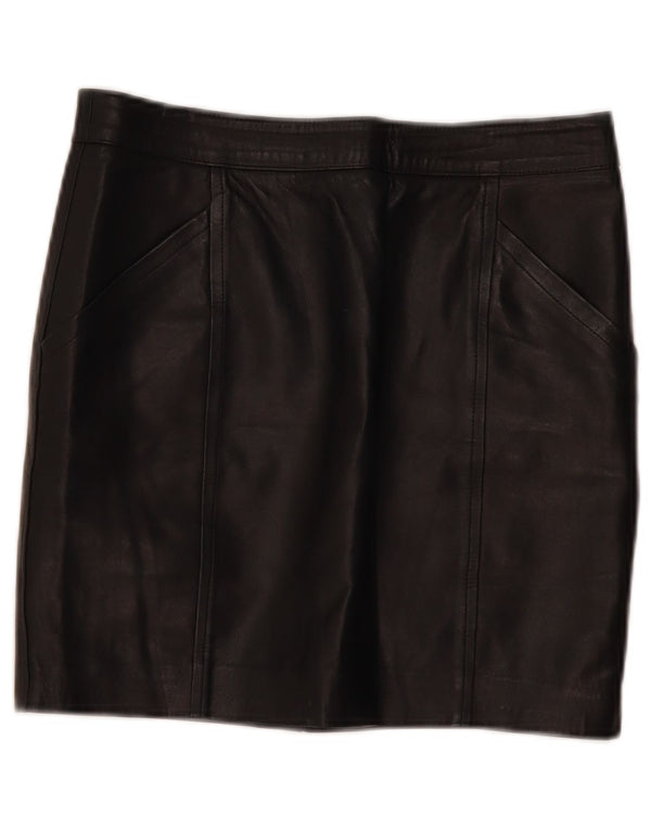 Vintage Womens Mini Leather Skirt W30 Medium Black