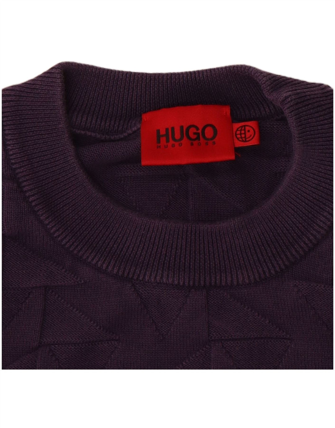 Suéter masculino HUGO BOSS com gola redonda 2XL algodão geométrico roxo