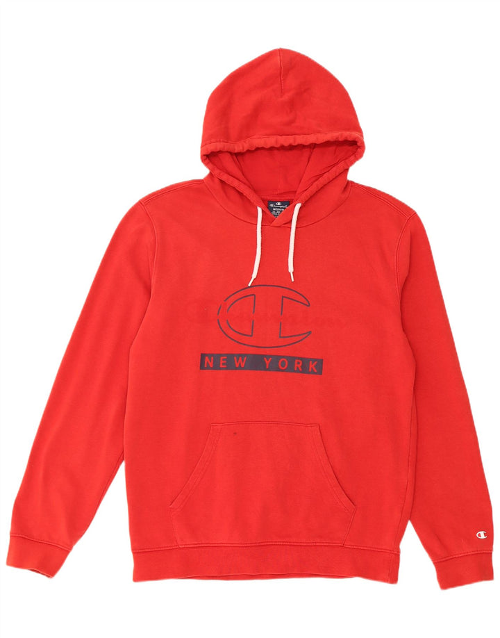 CHAMPION Suéter com capuz gráfico masculino médio vermelho