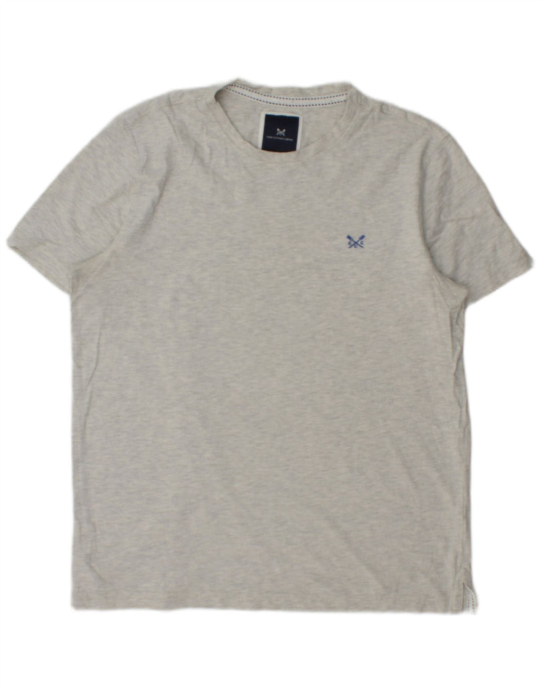 Camiseta masculina CREW CLOTHING Top cinza médio manchado de algodão