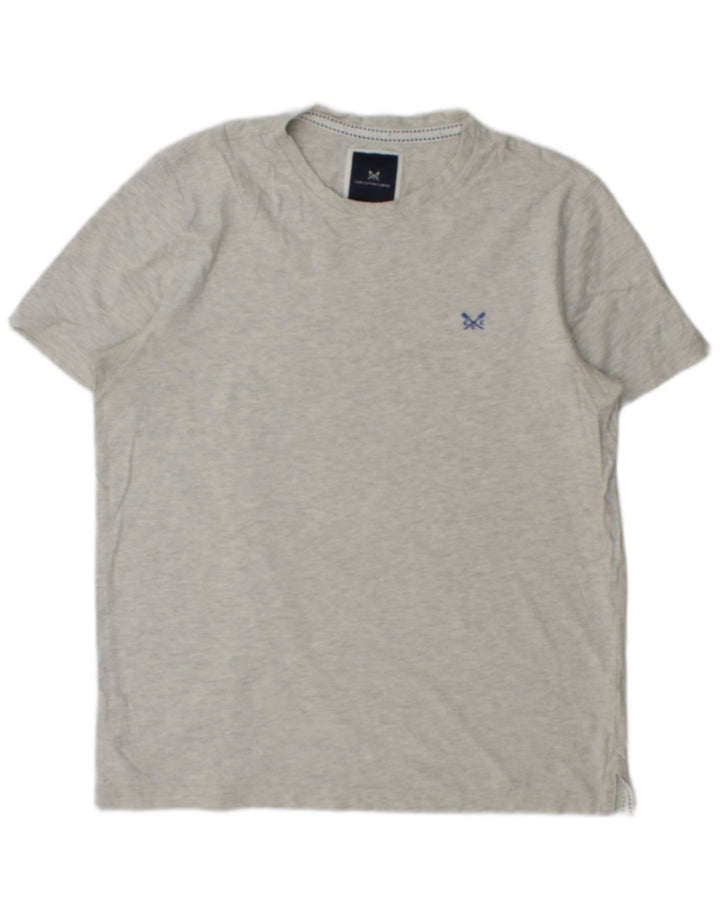 Camiseta masculina CREW CLOTHING Top cinza médio manchado de algodão