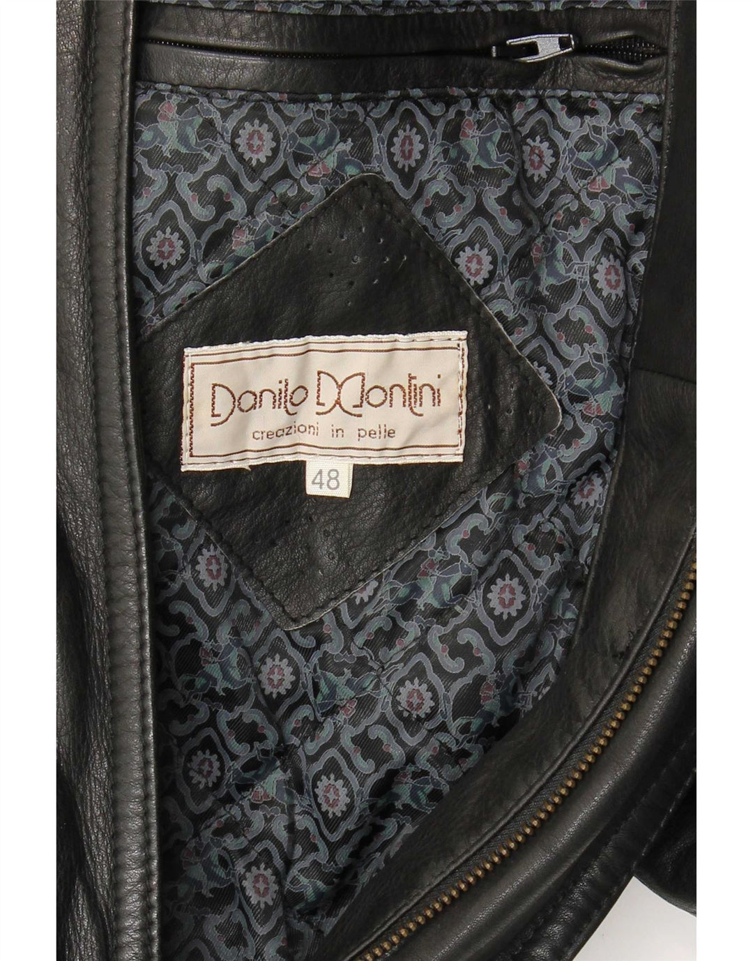 Jaqueta de couro masculina vintage IT 48 couro preto médio