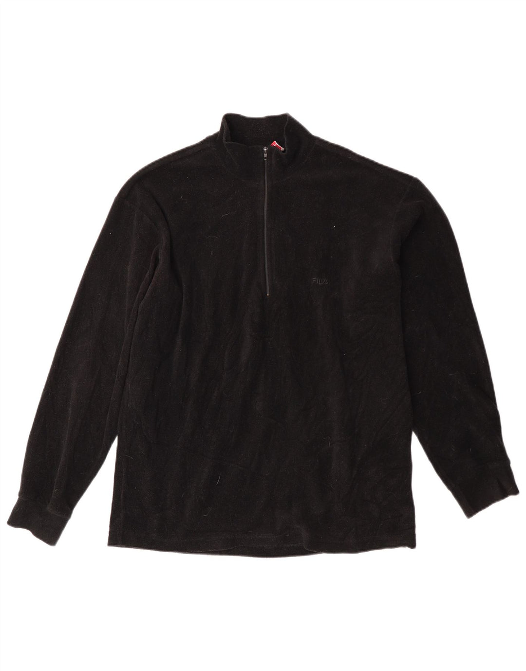 FILA Masculino Zip Neck Fleece Jumper IT 48 Médio Preto
