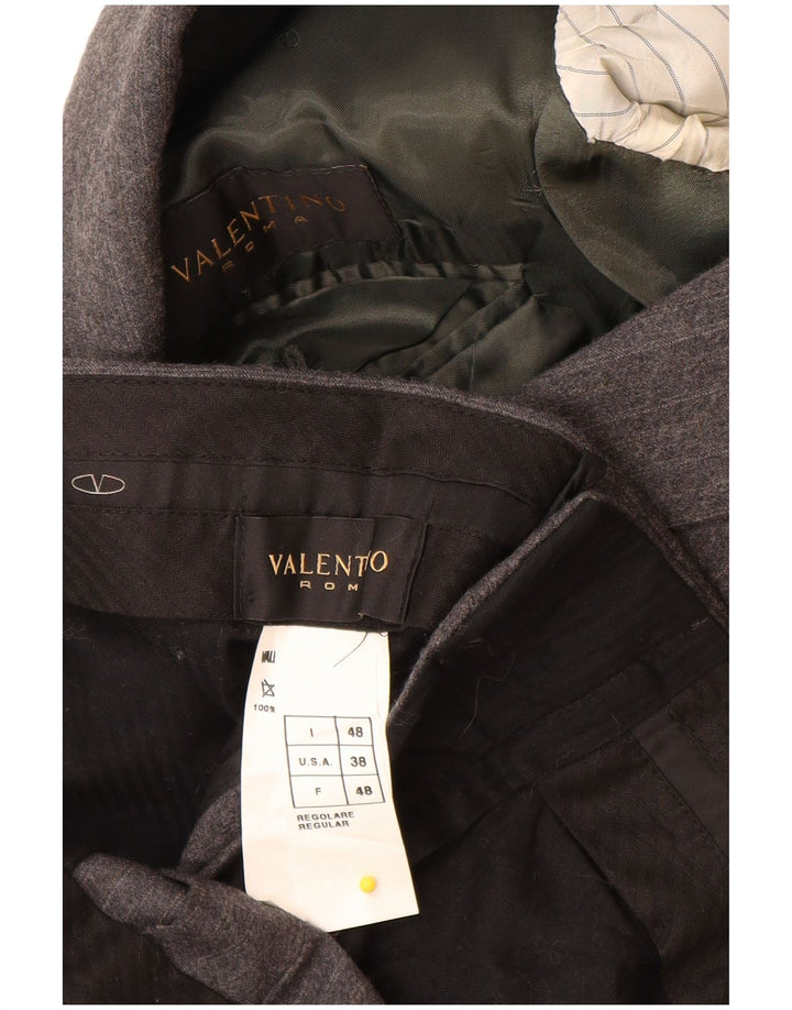Valentino Masculino 3 Botões 2 Peças Terno IT 48 Médio W32 L29 Riscas Cinza