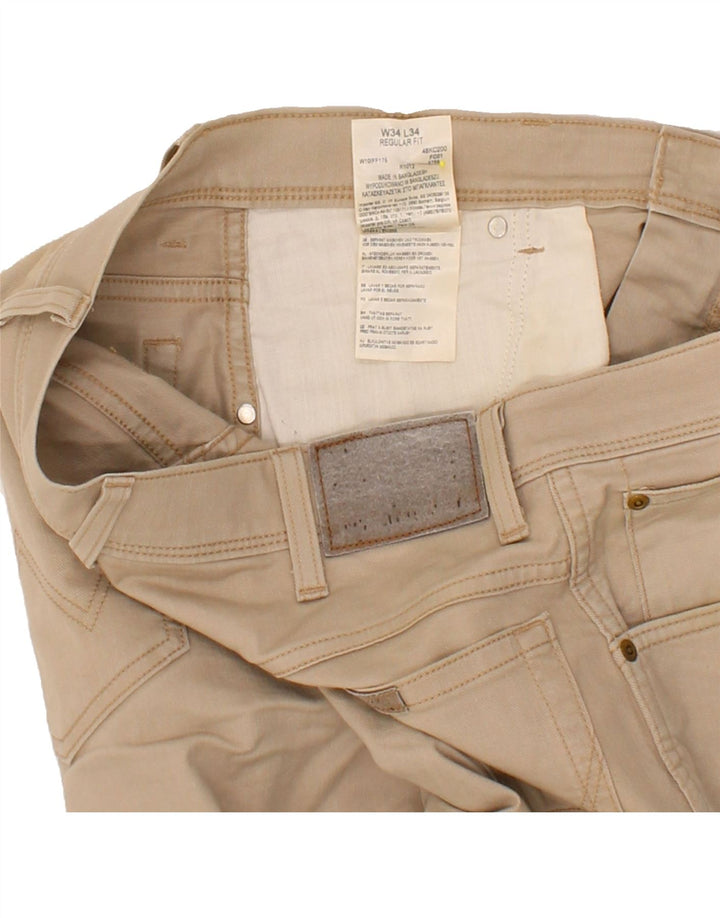 WRANGLER Mens Straight Cropped Trousers W34 L26 Beige Cotton Vintage Wrangler and Second-Hand Wrangler from Messina Hembry 