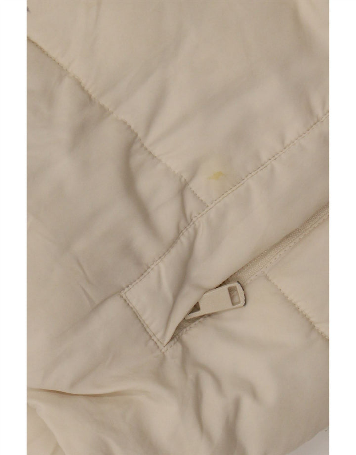 Jaqueta acolchoada com capuz grande Zara para mulher UK 6 XS poliéster branco