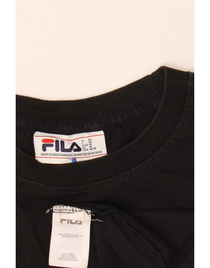 Fila Mens Graphic T-Shirt Top Médio Algodão Preto