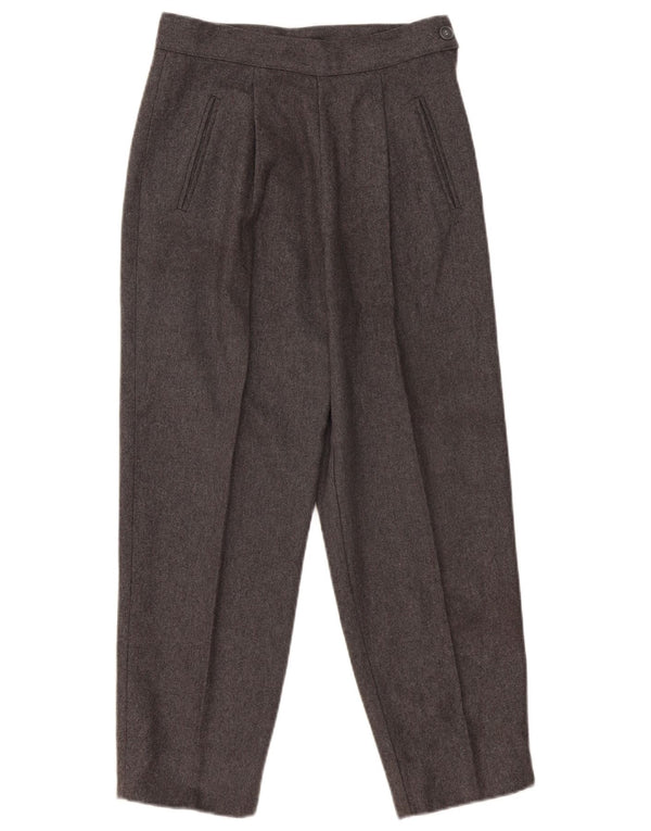 Calça feminina vintage de cintura alta com cintura alta W28 L25 lã cinza