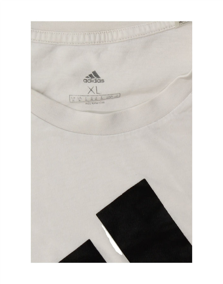 ADIDAS Mens Graphic T-Shirt Top XL White Cotton Vintage Adidas and Second-Hand Adidas from Messina Hembry 