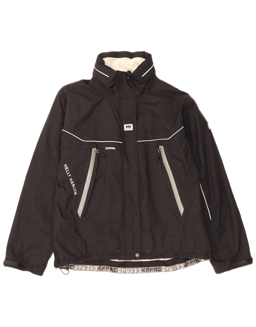 Jaqueta corta-vento feminina Helly Hansen com capuz Reino Unido 10 pequeno bloco colorido preto