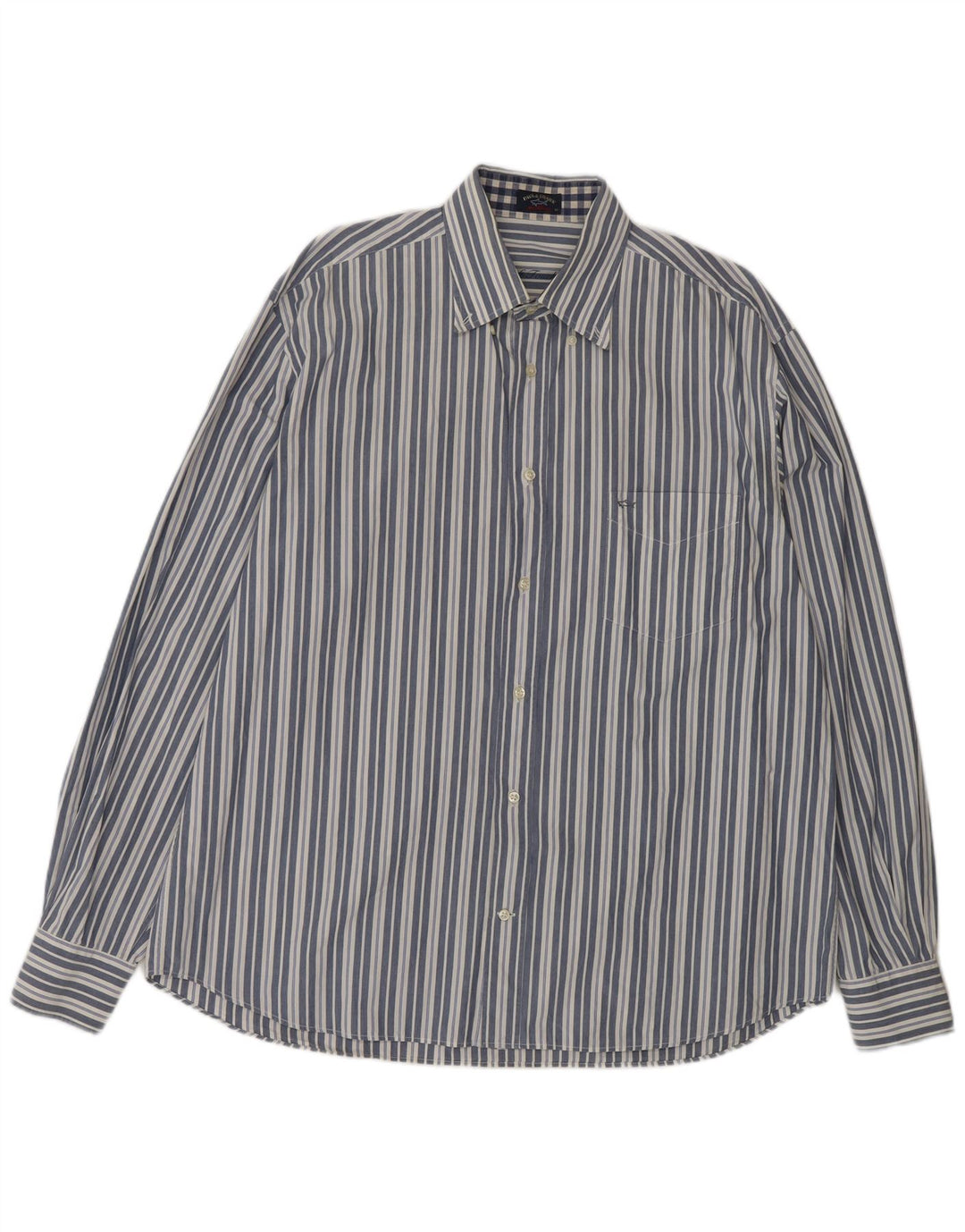Camisa masculina Paul & Shark tamanho 43 grande algodão listrado azul