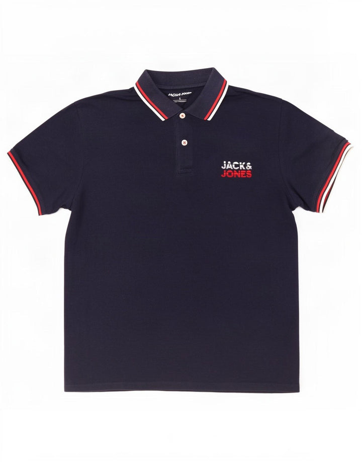 Camisa polo masculina Jack & Jones grande algodão azul marinho