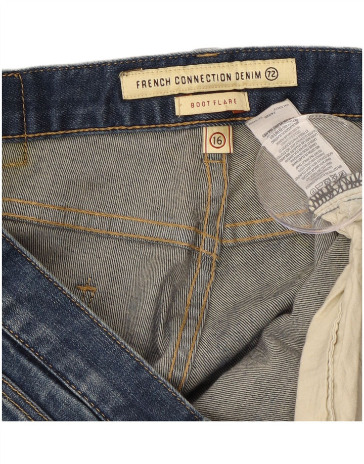 French Connection Calça jeans feminina bootcut flared EUA 16 2XL W38 L33 algodão azul