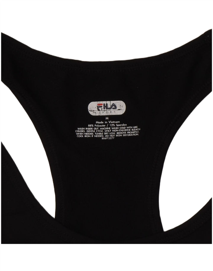 Fila Womens Vest Top UK 12 Médio Preto Floral Poliéster