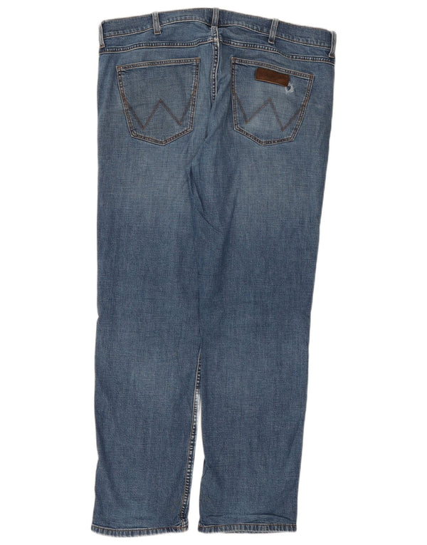 Wrangler Mens Greensboro Straight Jeans W36 L32 Azul Algodão