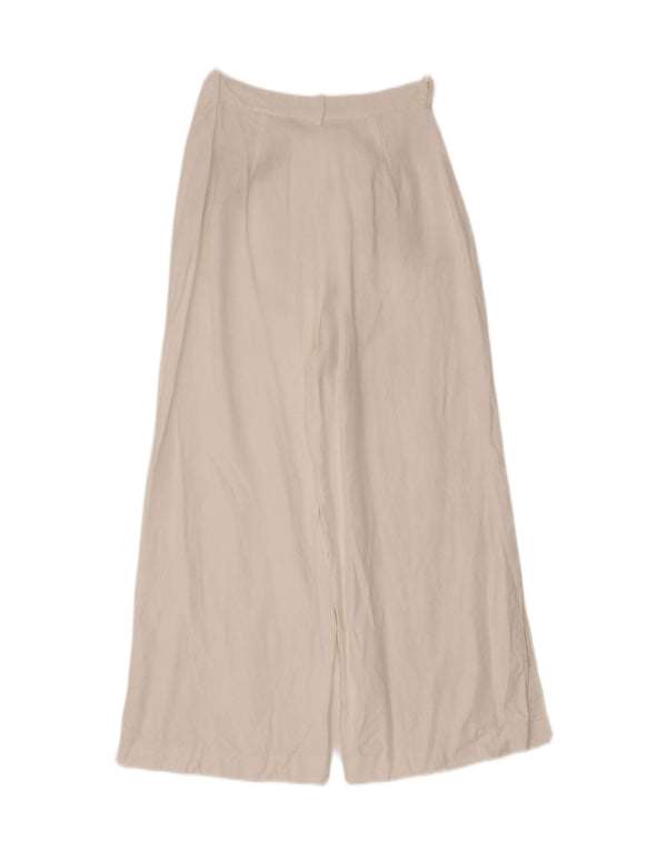 Zara Calça feminina casual cintura alta perna larga grande W30 L27 branca