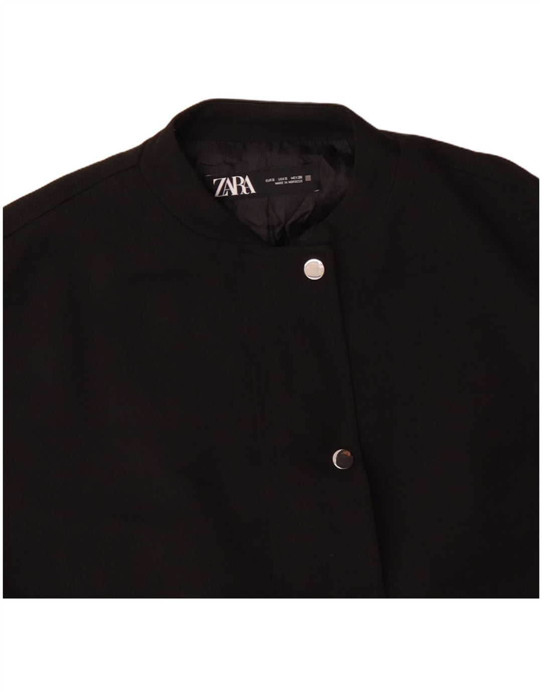 Zara Womens Oversized Bomber Jacket UK 10 Pequeno Acetato Preto