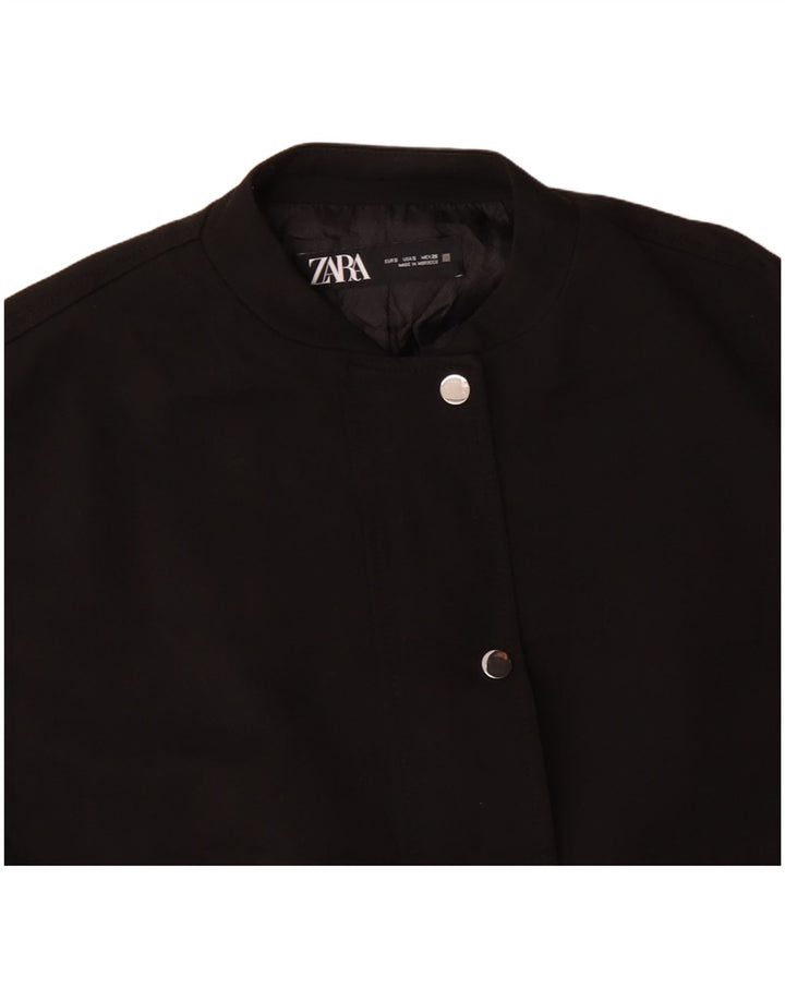 Zara Womens Oversized Bomber Jacket UK 10 Pequeno Acetato Preto