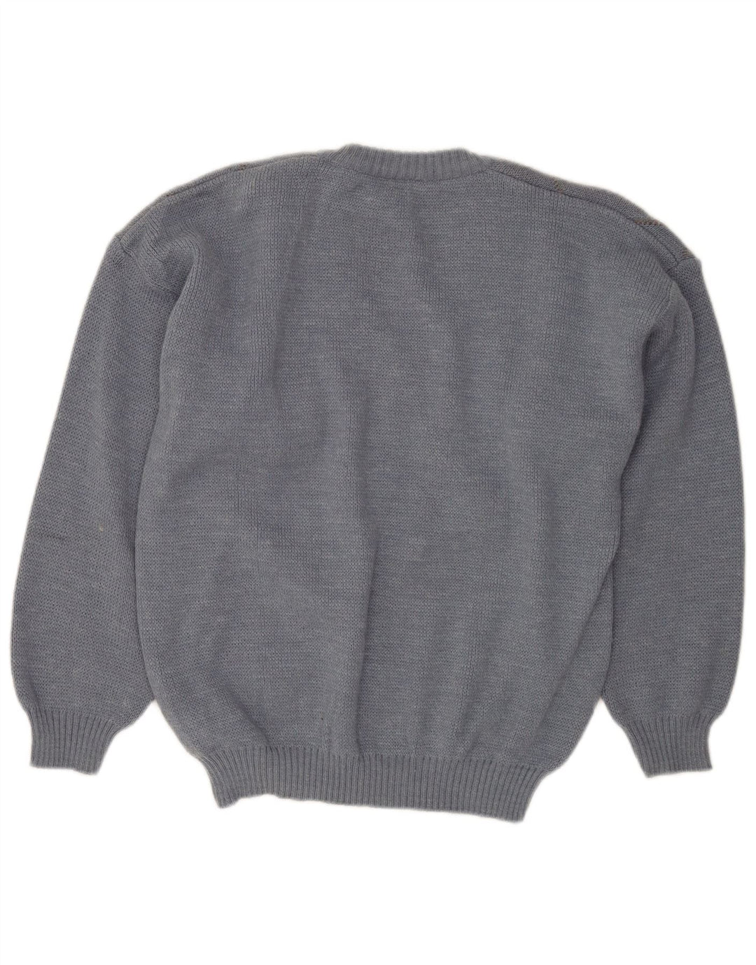 Suéter masculino VINTAGE com decote em V IT 50 azul médio Argyle/lã diamante