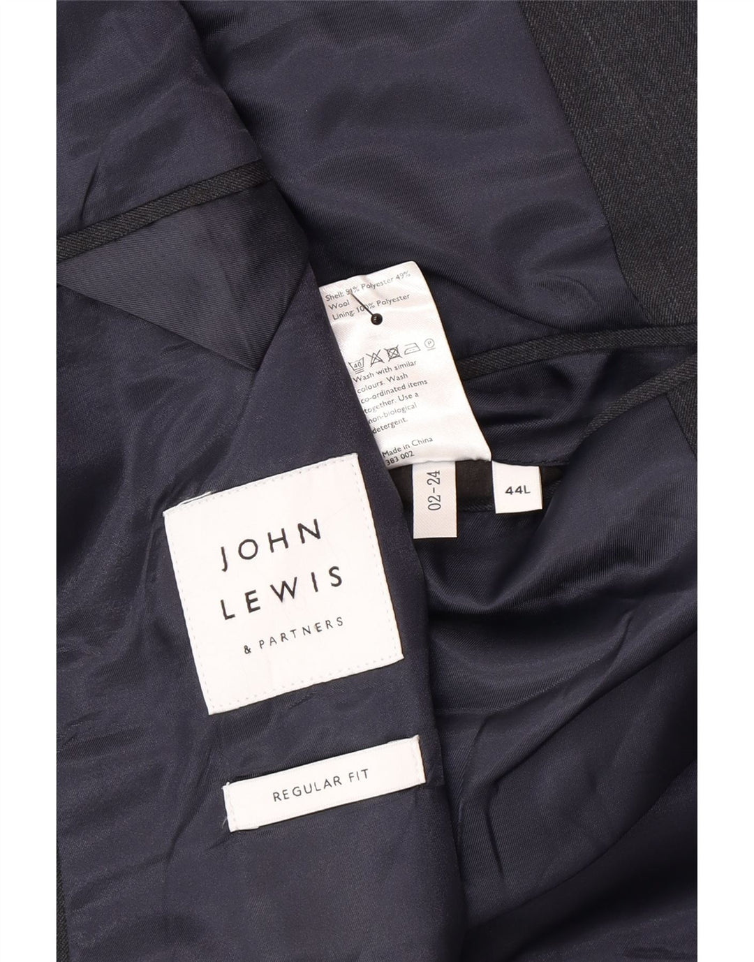 Jaqueta blazer masculina John Lewis com 2 botões Reino Unido 44 2XL poliéster cinza