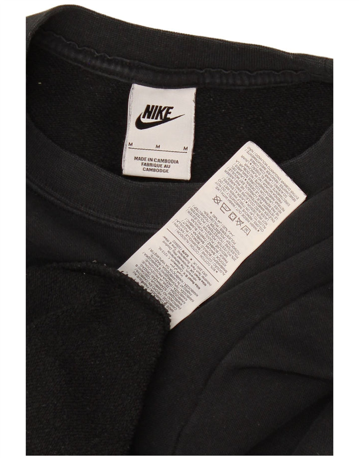 Nike feminino fora do ombro moletom jumper UK 14 médio algodão preto