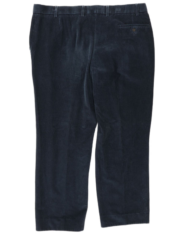 Calça masculina reta de veludo cotelê Marks & Spencer W40 L29 algodão azul marinho
