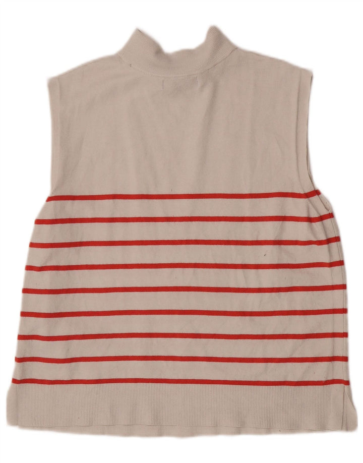 Colete feminino Marks & Spencer UK 14 viscose listrada bege médio
