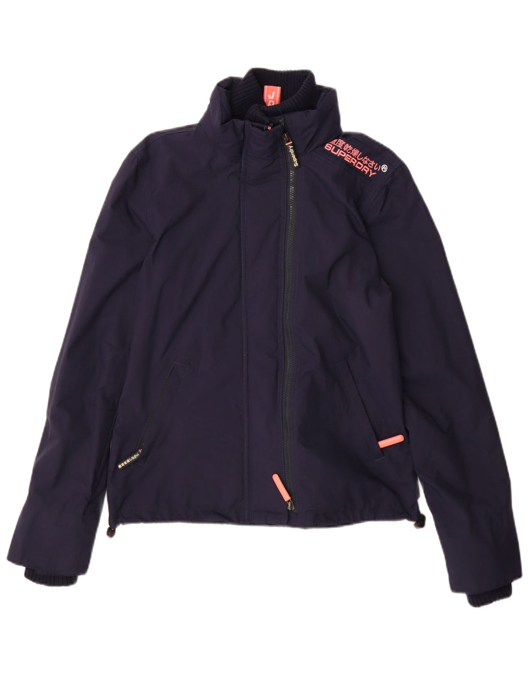 Jaqueta corta-vento feminina Superdry UK 10 pequena azul marinho nylon