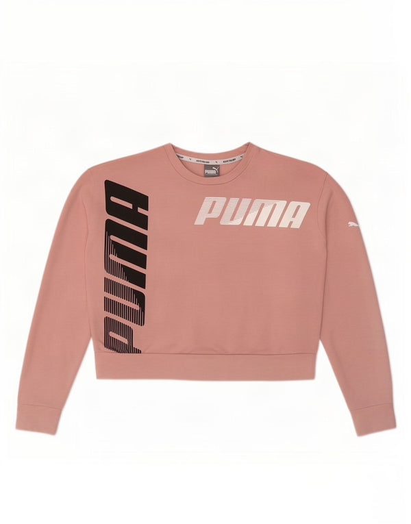 Puma feminino Crank Crop moletom gráfico jumper UK 6 XS rosa