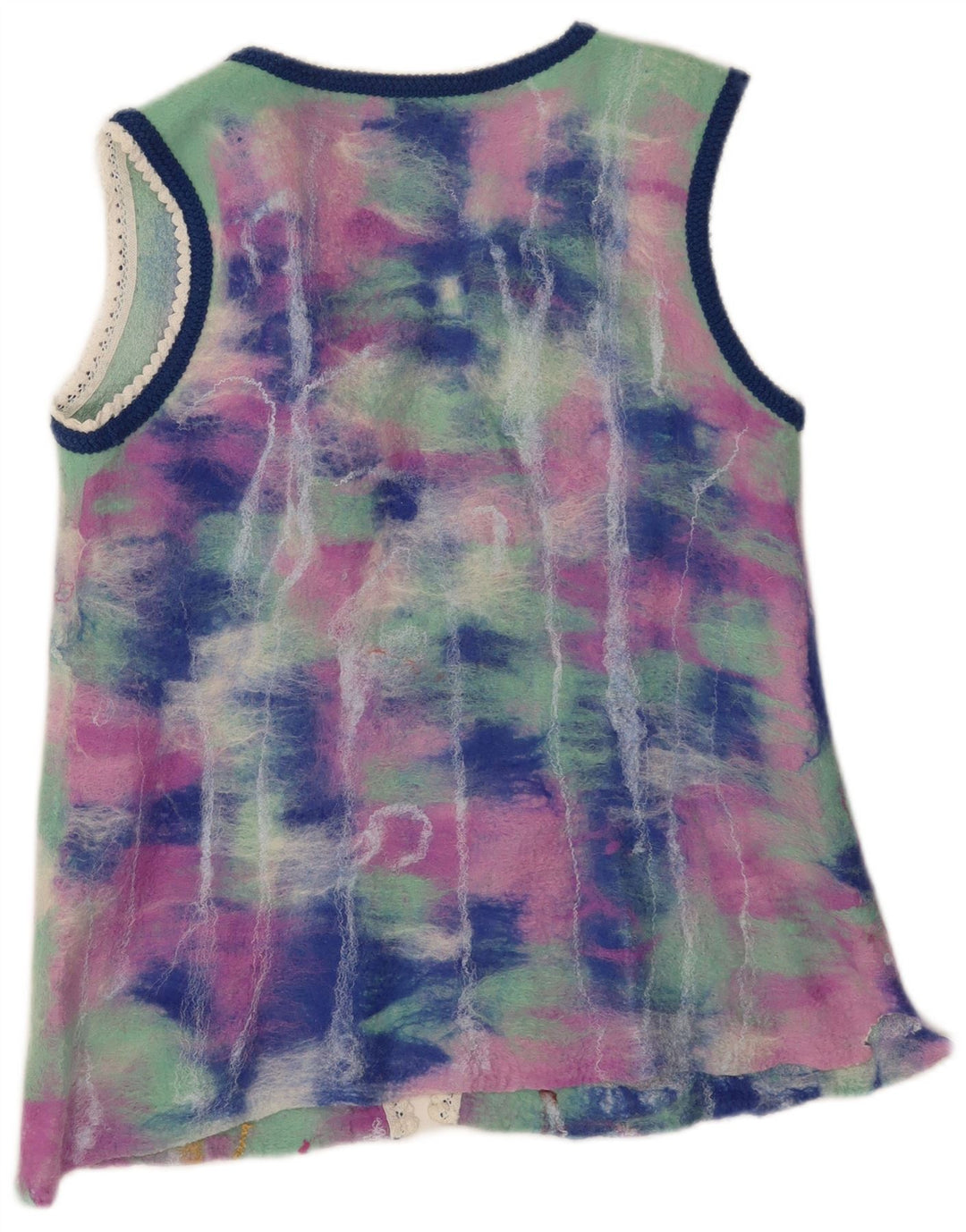 Cardigan feminino vintage UK 12 médio floral multicolorido