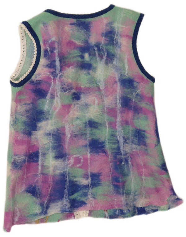 Cardigan feminino vintage UK 12 médio floral multicolorido