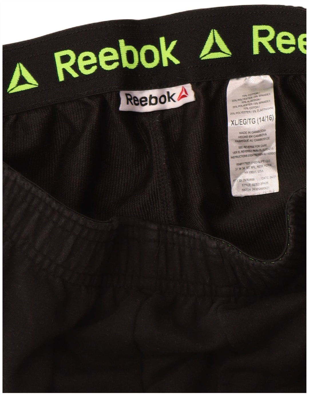 Calças de treino Reebok Boys Graphic 14-15 anos XL preto poliéster