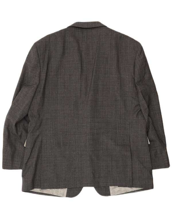 Aquascutum Jaqueta Blazer Masculina com 2 Botões Reino Unido 46 3XL Lã Cinza