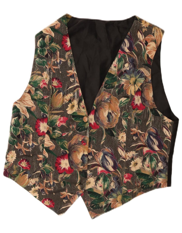 Colete masculino vintage UK 44 XL preto floral
