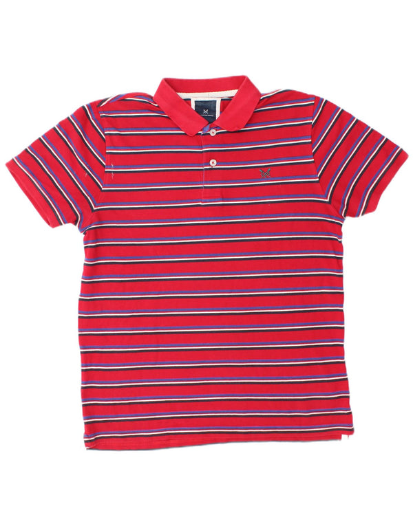 Camisa polo masculina Crew Clothing grande algodão listrado rosa