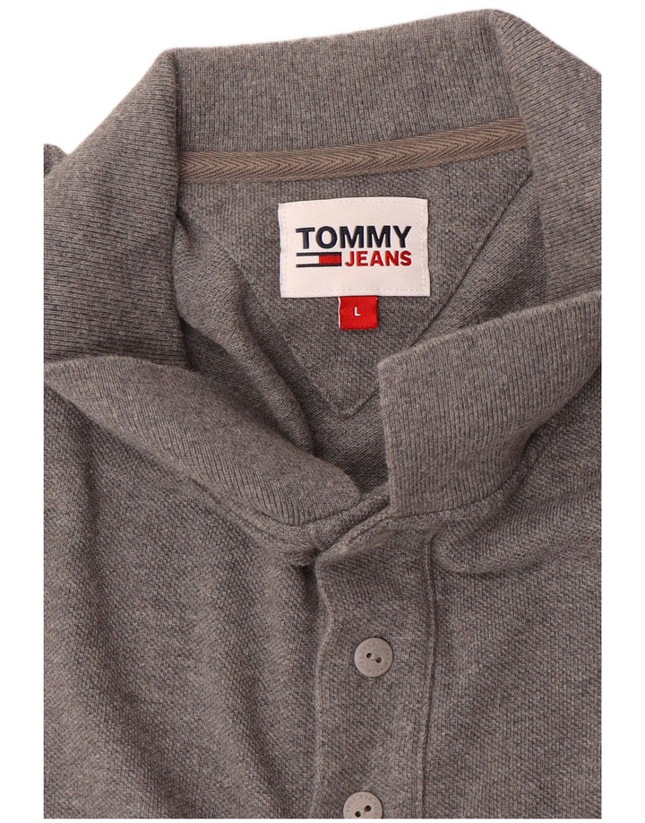 Camisa polo masculina TOMMY HILFIGER grande algodão cinza