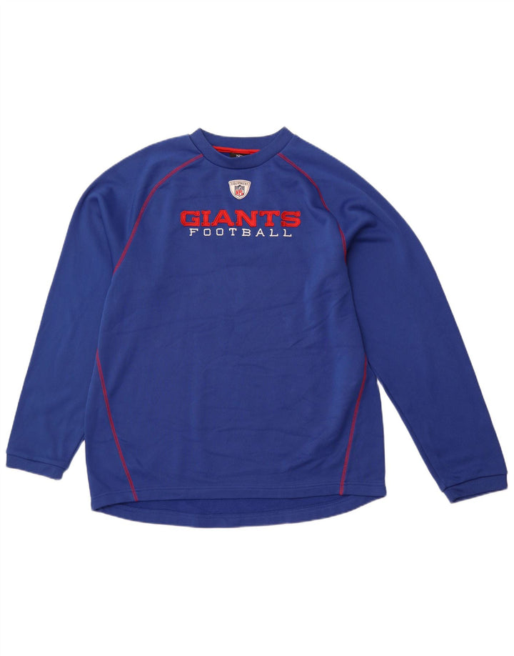 REEBOK Masculino Giants Graphic Top Manga Longa Grande Poliéster Azul