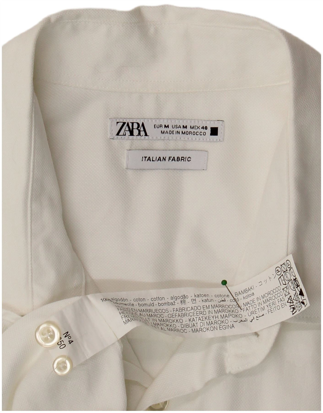 Camisa masculina ZARA médio algodão branco