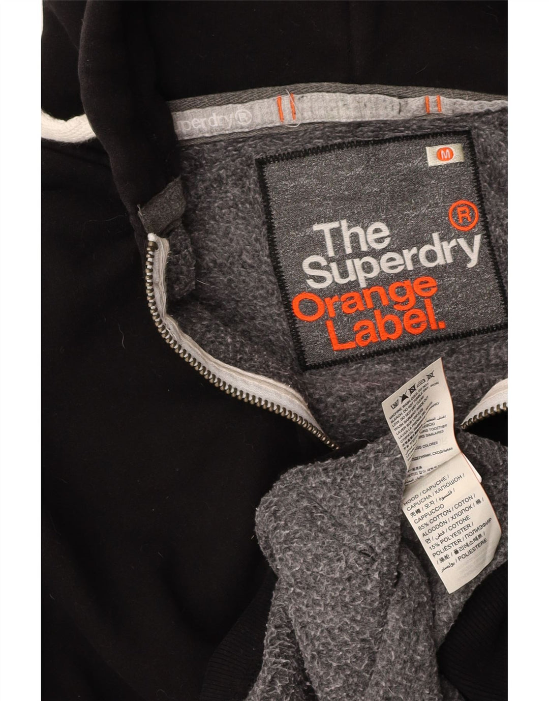 Suéter masculino com capuz e zíper SUPERDRY algodão preto médio