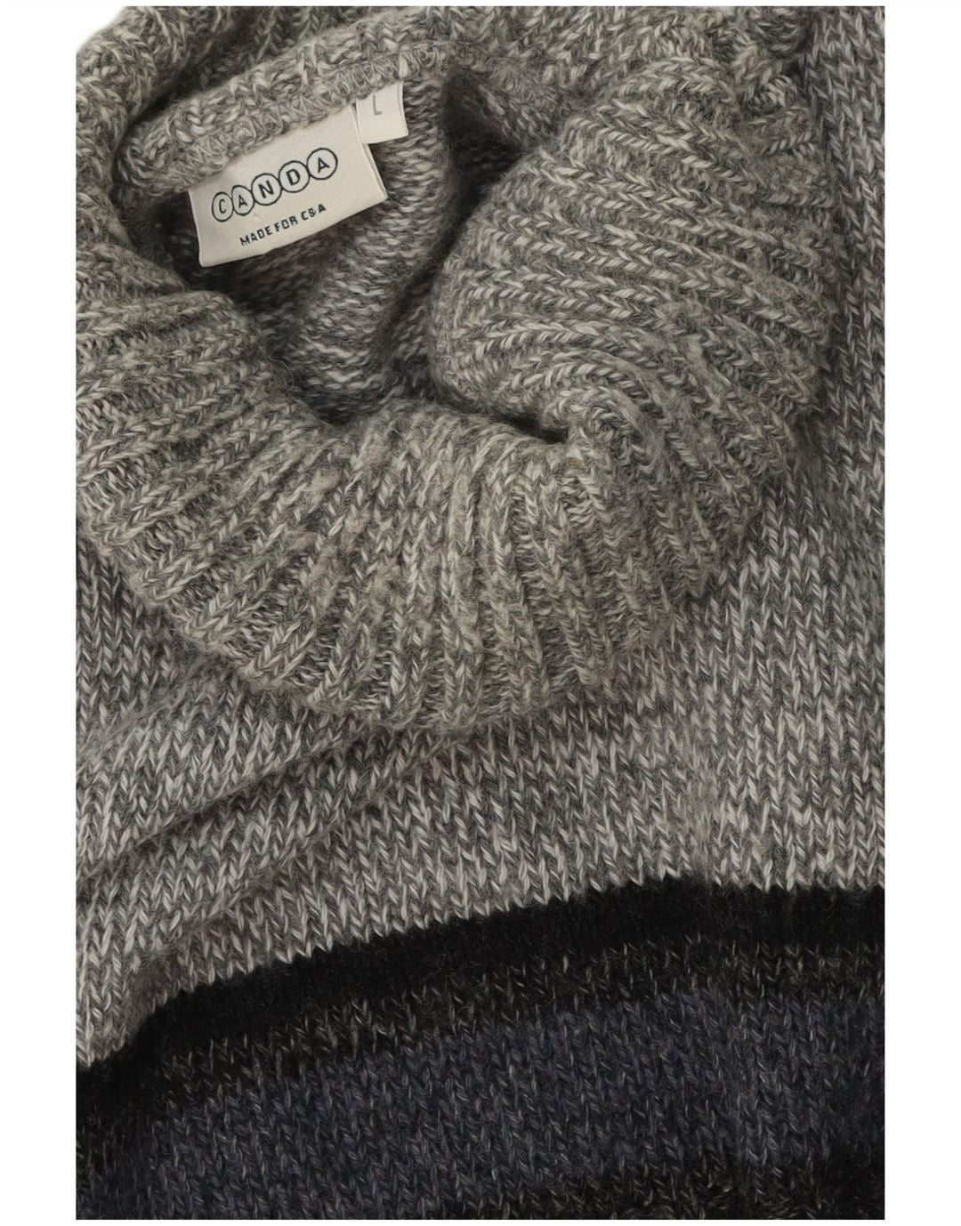 C&A Suéter masculino Canda Roll Neck Jumper grande bloco cinza