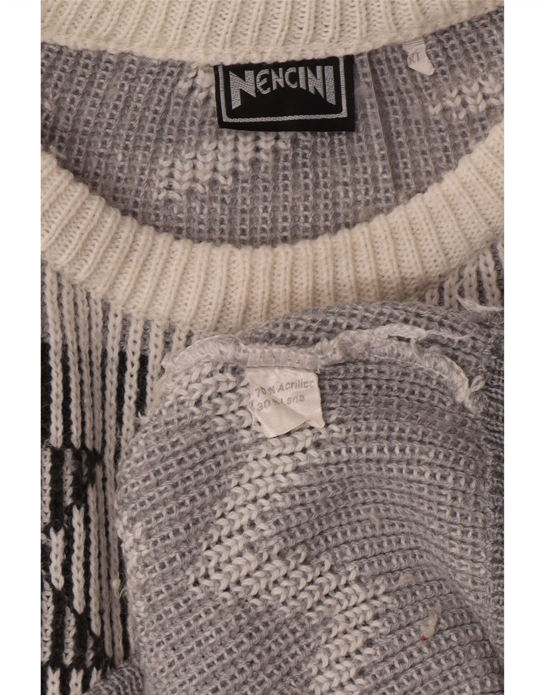 Suéter masculino VINTAGE com gola canoa XL Off White Fair Isle Classic