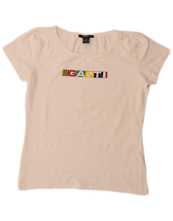 Camiseta feminina gráfica Gant Top UK 20 2XL algodão branco