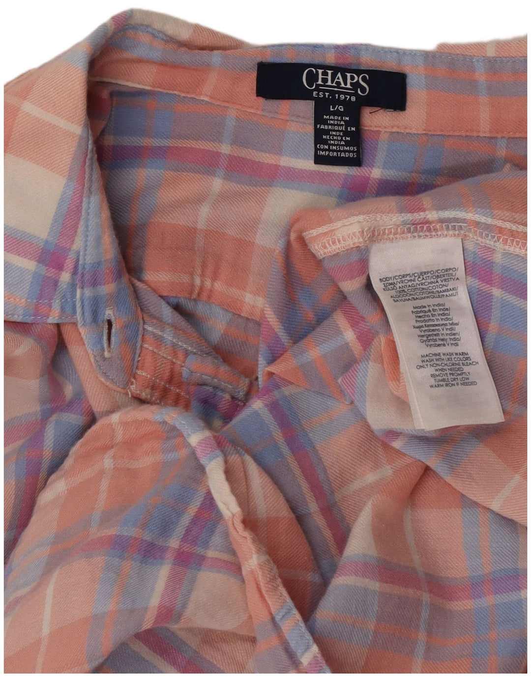 Camisa feminina de flanela Chaps Reino Unido 16 grande algodão xadrez rosa