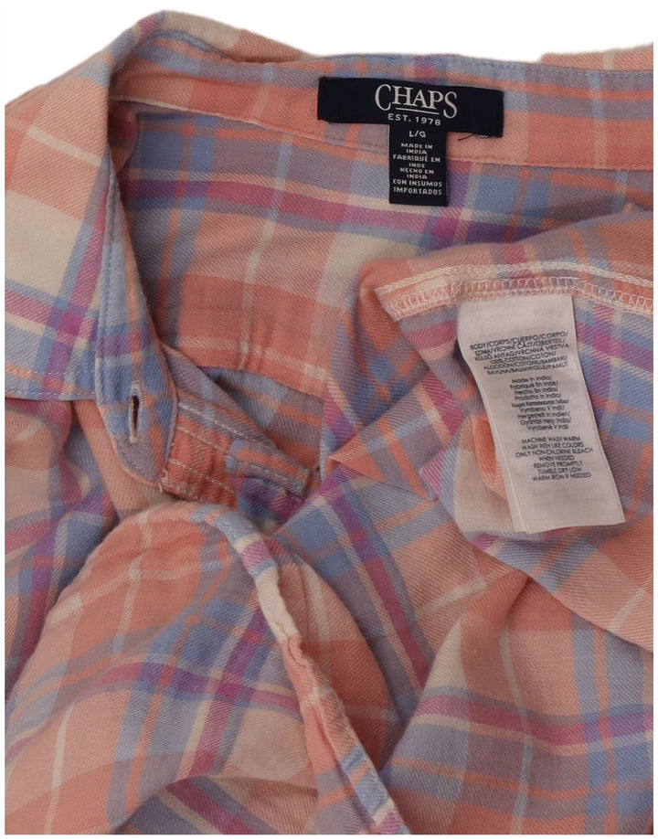 Camisa feminina de flanela Chaps Reino Unido 16 grande algodão xadrez rosa