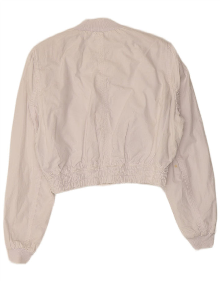 Zara Womens Oversized Bomber Jacket UK 10 Pequeno Algodão Branco