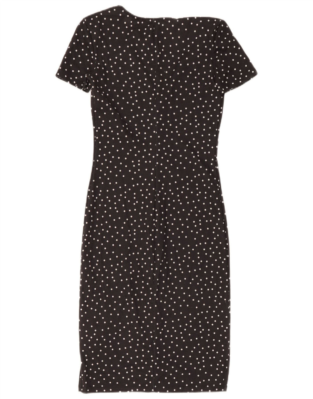 Vestido bainha feminino Zara Reino Unido 8 pequeno poliéster preto com bolinhas