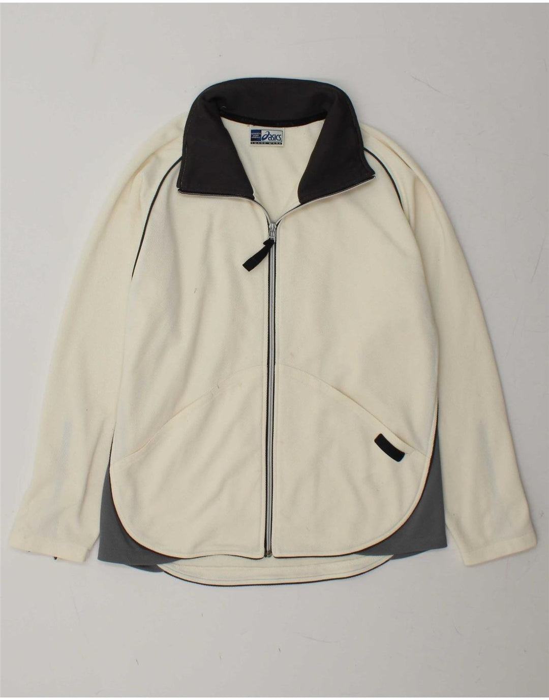 ASICS Womens Tracksuit Top Jacket UK 16 Grande bloco colorido branco