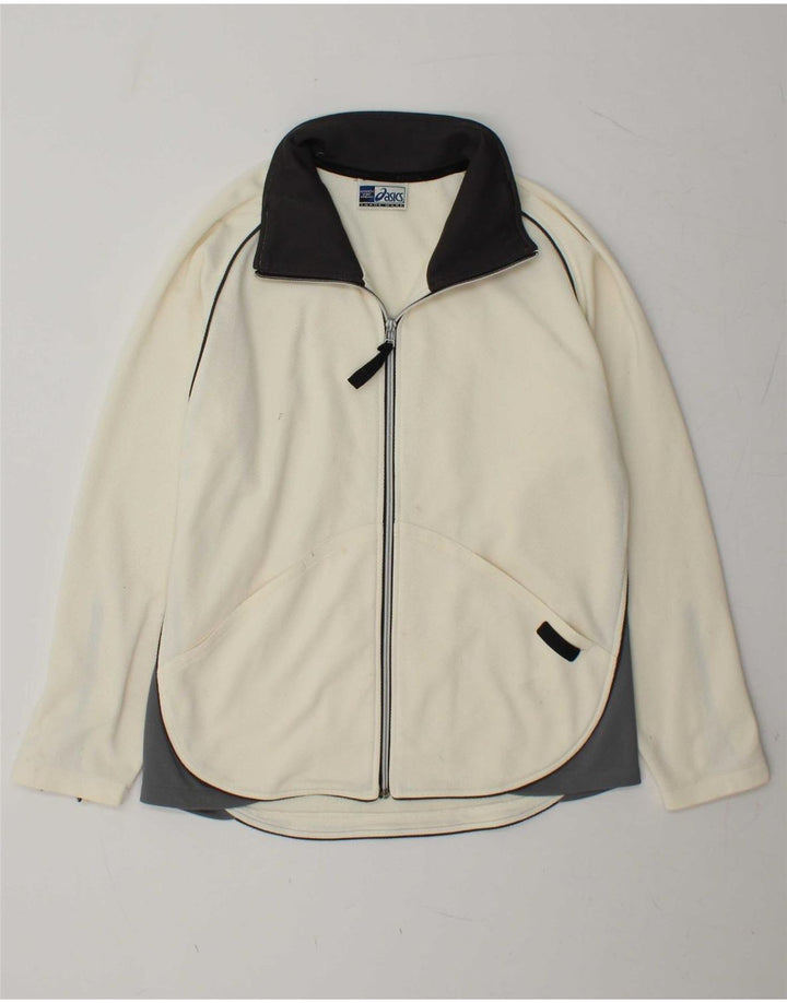 ASICS Womens Tracksuit Top Jacket UK 16 Grande bloco colorido branco